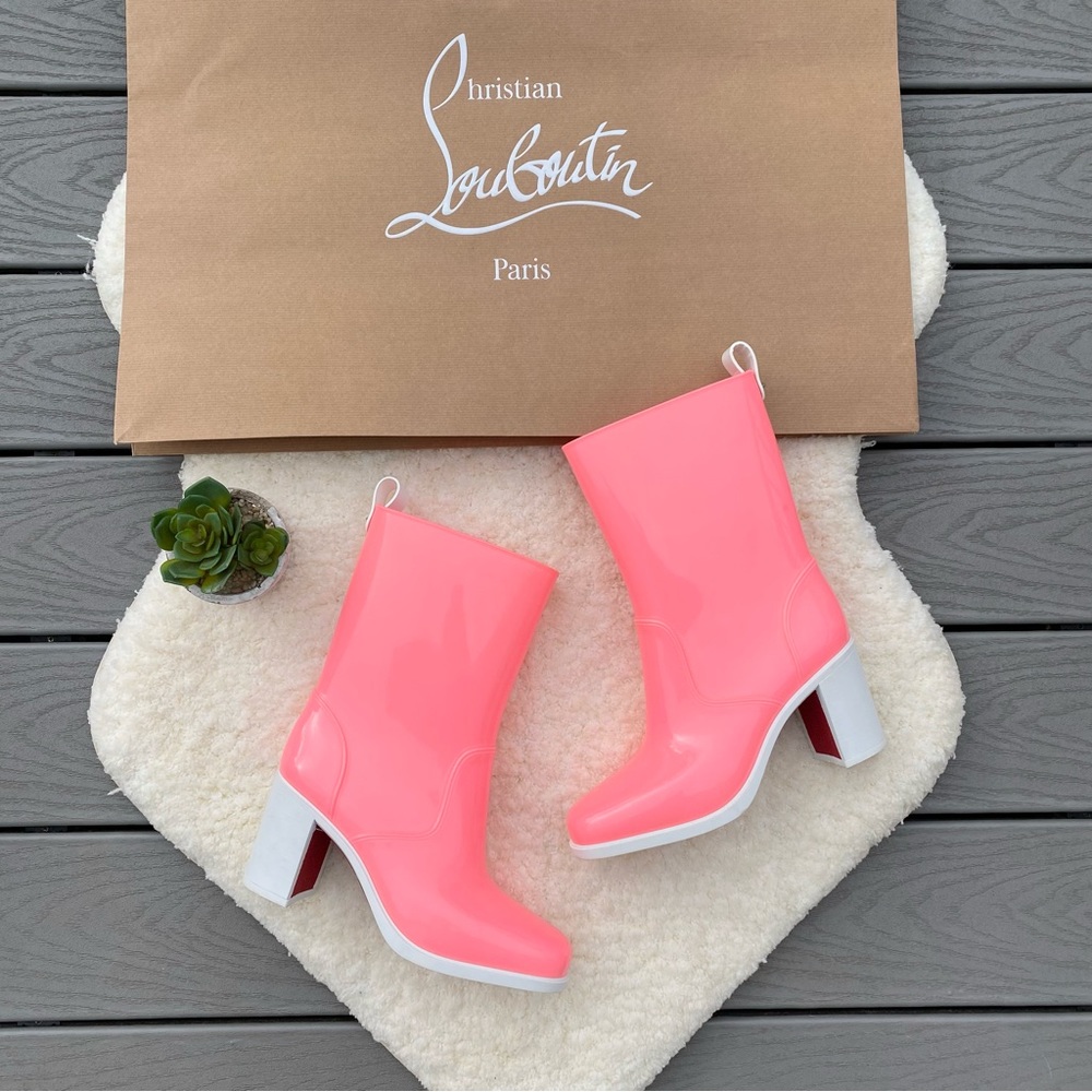 Christian Louboutin Pink Heeled Rainboots